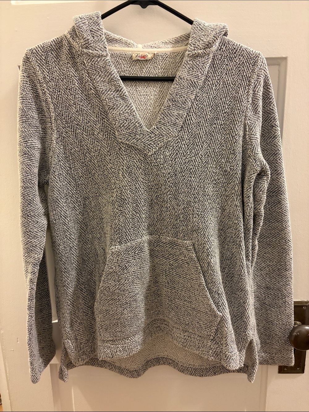 Faherty Heathered Grey V-Neck Hoodie Sweater